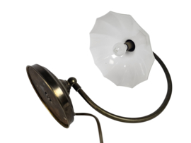 Bankierslamp  - tafellamp - opaline - messing - 3e kwart 20e eeuw