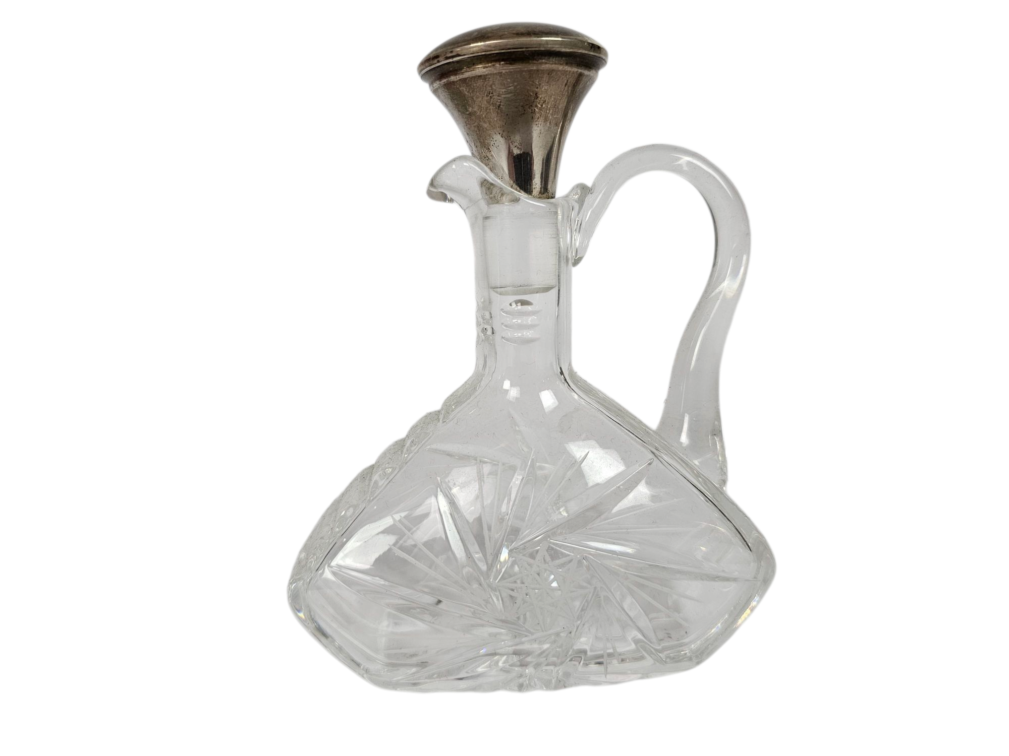 Nederlands zilver - Karafje - kristal - 2e gehalte zilver - keurmerken - edelsmid Kohler, H.A. - 70's