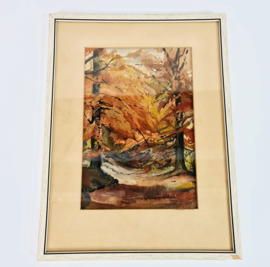 Th. J.A. Groenewege - 1973 - Herfst 1972 - Zuylestein (Leersum) - Aquarel