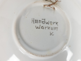 Workum aardewerk - twee spreuken wandbordjes  - polychroom - 1975-2000
