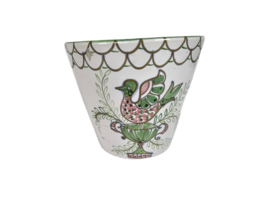 Vintage - keramische bloempot - Italiaans  - hand geschilderd  - bloemen - 60's