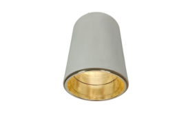 Dutch design - Raak Amsterdam - Plafonniere - wit gelakte opbouwarmatuur - goudkleurige spiegelreflector - 80's