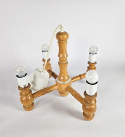 Deens design - kroonluchter -  4 armen hanglamp - grenen - 90's