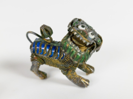 Foo (Fu) dogs -  Filigraan - Emaillen -  cloisonné - miniatuur -  zilver - verguld  ~ 3 stuks - Chinese sieraden ~ 20e eeuw