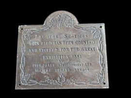 Plaquette - Great Exhibition 1851 Taxidermy Exhibit Plaque - Lagopus Scoticus