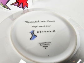 Schoonhoven keramiek -  design Ans v.d Graaf - De Smaak van Kunst - Kop en Schotel -  90's
