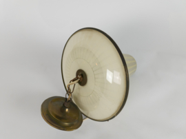 hanglamp - messing - koper - gestreept glas - jaren 50