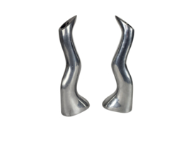 Ikea - design Anna Efverlund - Atomic - 2 'Zig Zag' - massief aluminium kandelaars - 3e kwart 20e eeuw