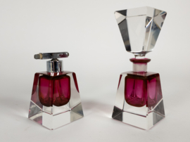 Murano Sommerso - Flavio Poli - roze en helder glas - parfumfles met stop /  verstuiver -  1960's