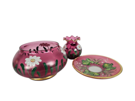 Boheems glas - Moser stijl - handbeschilderd - emaillen - 24K verguld - kristalglas - 7 delig -