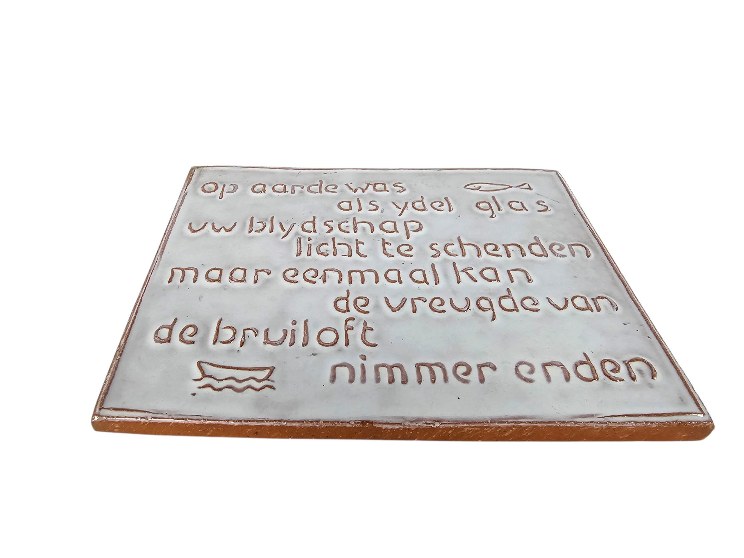 Mobach keramiek - plaquette - wandbordje - spreuk - 1960's