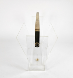 Magazine holder  - design David Lange - lucite - messing -  plexiglas - Frankrijk  - 70's