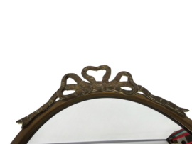 Ronde spiegel met strik - koper - glas - Hollywood Regency - 3e helft 20e eeuw