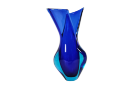 Murano - Flavio Poli - 'Bud' vase - Aqua- en cobalt blauw - Italie - 60's