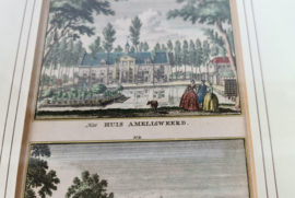 Jan de Beijer - kopergravure Hendrik Spilman - Amelisweerd - hand ingekleurde gravure - 18e eeuw