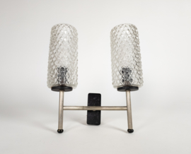 Wandlamp - 2 armen - Italie - luxury - messing - metaal - glas - 50's