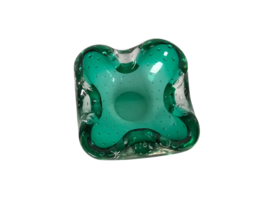 Murano Sommerso - Fratelli Toso - groen glas met ingesloten luchtbellen - Italie - 1950's