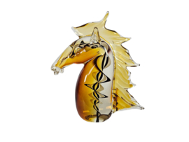 Murano glas - sculpture - 'horse head' - amber glas - 3e kwart 20e eeuw