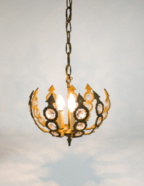 Palwa Palma & Walter stijl - Hollywood Regency stijl - messing - facet geslepen glas - hanglamp - verguld - 3e kwart 20e eeuw