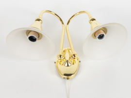Wofi leuchten - wandlamp - goudkleurig - wandlamp met 2 kelken - 1975