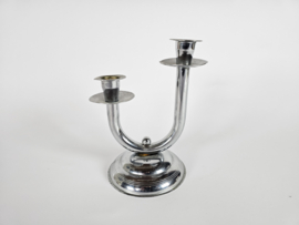 Art Deco - decoratief verchroomde kandelaar - Bauhaus stijl -  Holland - 30's