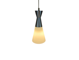 Hala Zeist - hanglamp - diabolo - melkglas - aluminium - 80's