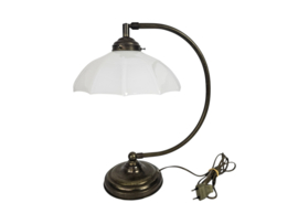 Bankierslamp  - tafellamp - opaline - messing - 3e kwart 20e eeuw