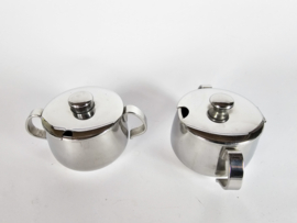 Alessi - Alfra Alessi - 2 x suikerpotje - Etorre Alessi - rvs - Italie - 3e kwart 20e eeuw