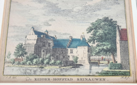 Jan de Beijer - kopergravure Hendrik Spilman - De Ridder - Hofstad Reinauwen -  hand ingekleurde gravure - 18e eeuw