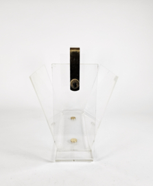 Magazine holder  - design David Lange - lucite - messing -  plexiglas - Frankrijk  - 70's