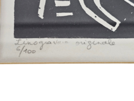 Eugène FIDLER (1910-1990) - Lino gravure originale - 'Pour Eugene Fidler' - 6/100