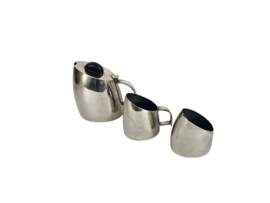 Art deco stijl - Bauhaus - koffie/thee set. (3) - metaal - chroom - zilver - bakeliet - 2e kwart 20e eeuw