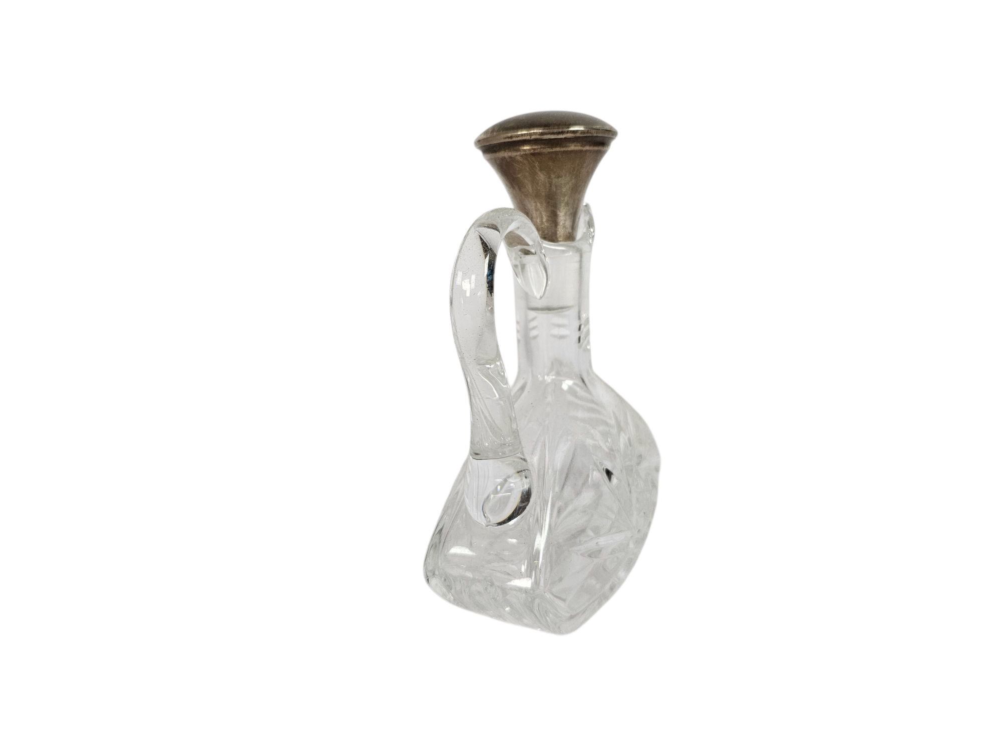 Nederlands zilver - Karafje - kristal - 2e gehalte zilver - keurmerken - edelsmid Kohler, H.A. - 70's
