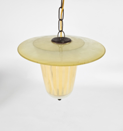 Vintage hanglamp  - glas - messing - Hollywood Regency - 1950's
