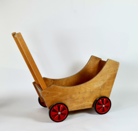 Dutch design - ADO - Houten speelgoed - Ko Verzuu - Kinderwagen - 'De Stijl' -  Gerrit Rietveld geïnspireerd - 70's