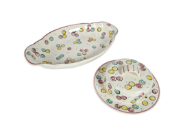 SMF Schramberg - Eva Zeisel - majolica - aardewerk - botervloot - fruitschaal - 2e kwart 20e eeuw