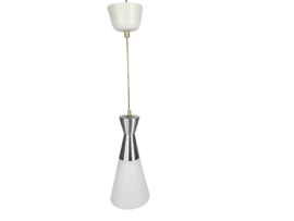 Hala Zeist - hanglamp - diabolo - melkglas - aluminium - 80's