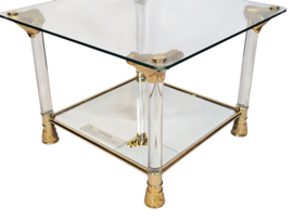 Bijzettafel - Hollywood Regency style - verguld - messing - 70's