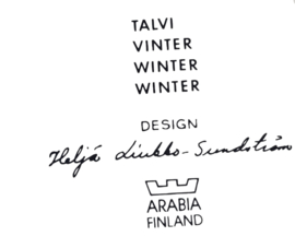 Arabia -  Heljä Liukko-Sundström - wandbordje - 'Talvi'- Arabia 1992