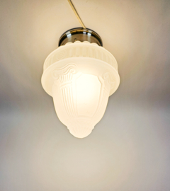 Art Deco  -  Giso Gispen stijl - gesatineerd glas - metaal  - plafondlamp