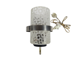 Vintage wandlamp - gesatineerd glas - messing - teak - Scandinavisch - 60's