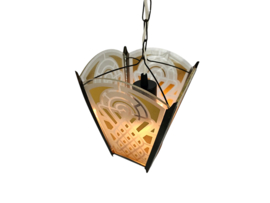 Amsterdams school stijl - lantaarn - hanglamp - glas - messing - 1930's