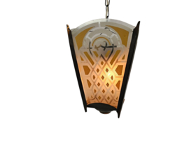 Amsterdams school stijl - lantaarn - hanglamp - glas - messing - 1930's