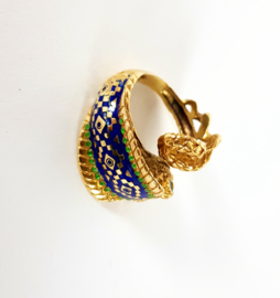 Vintage goud & emaille -  slang - ring - 18k