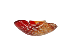 Barovier & Toso - Schaaltje - asbak - helder glas - rood  met ingesloten zilver deeltjes - 50's