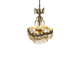Chandelier - Hollywood Regency - verguld - kristal - 3e kwart 20e eeuw