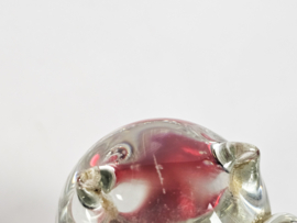 Murano - Uil - ingesloten luchtbellen -  helder/oranje rood glas - 80's