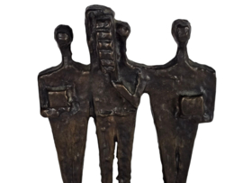 Ontwerper onbekend  - zwaar bronzen beeld - marmeren sokkel - 1990's