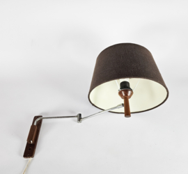 Vintage - ellebooog/knikarm wandlamp - teak - chroom - 1960's