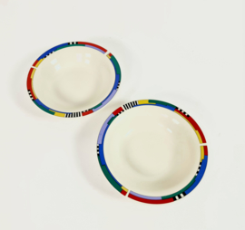 Kun - Lun - China - Porselein - diepe borden (2)  - Memphis Milano stijl - post modern - 80's